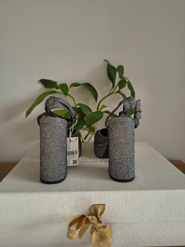 Tacones Plataforma Purpurina Plata