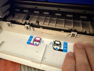 Impresora HP Azul y Blanca