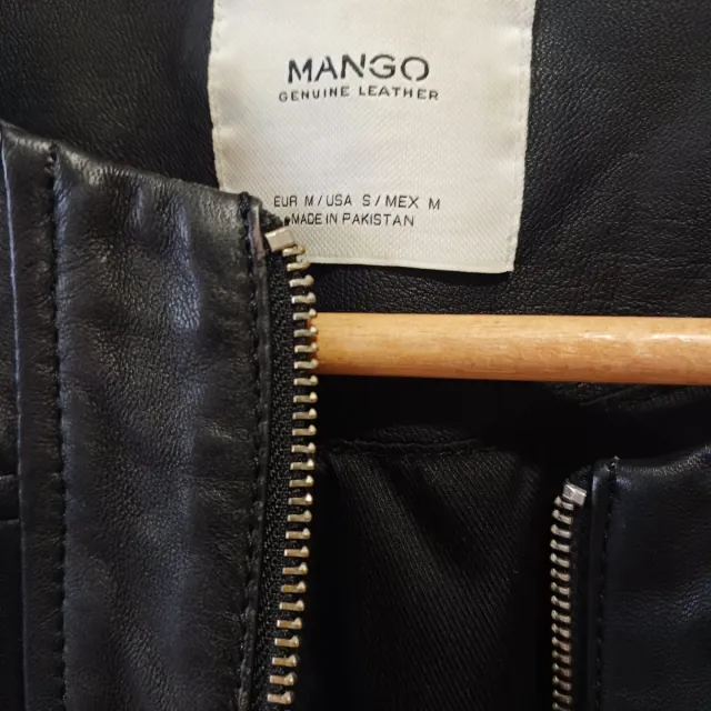 Cazadora de cuero Mango negra