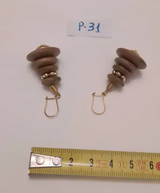 Pendientes vintage madera y dorado