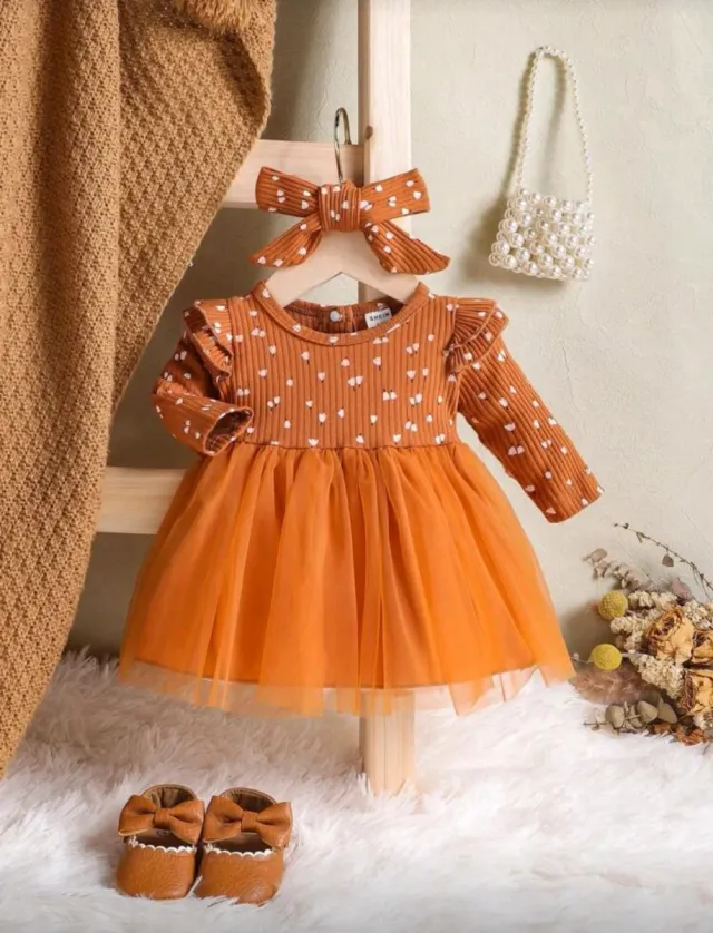 Vestido y diadema niña estampado floral