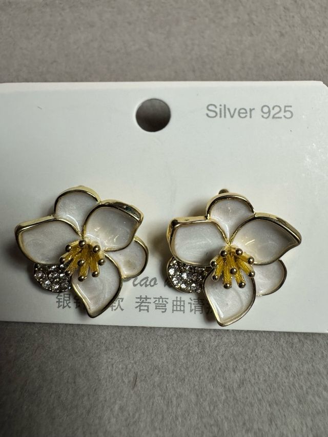 Brincos Flores Prata 925 Dourado