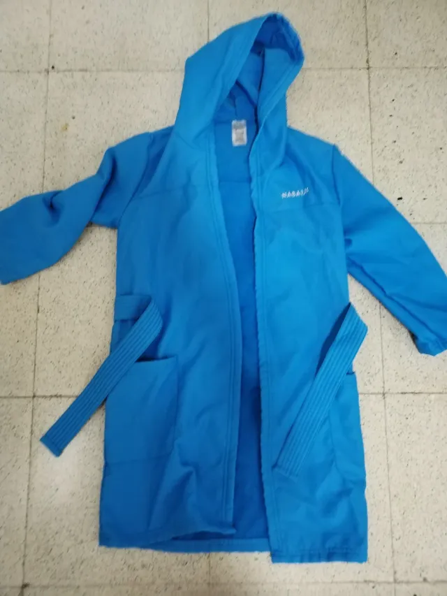 Albornoz azul microfibra 7-8 años