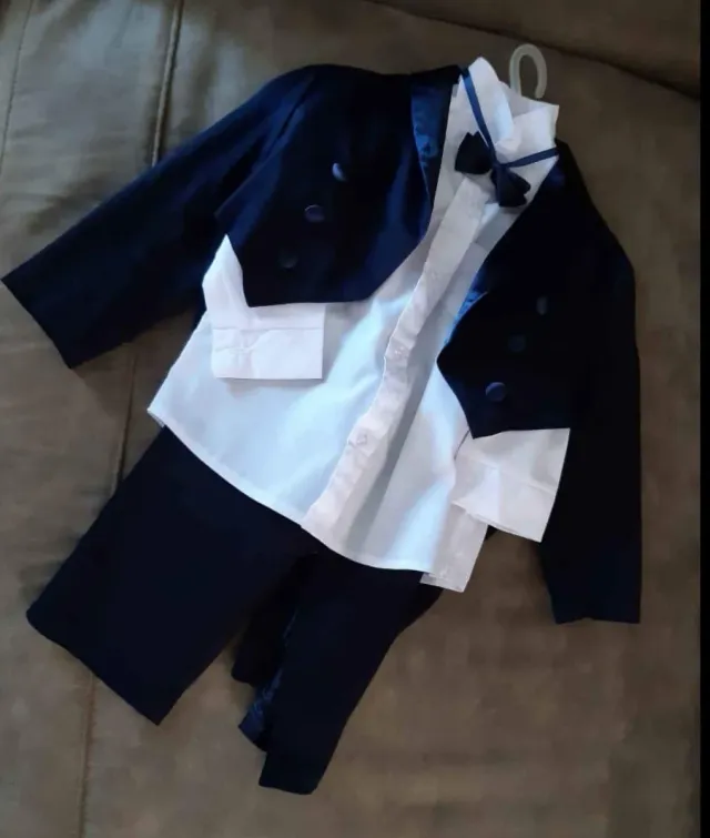 Completo Smoking Bambino Blu/Bianco