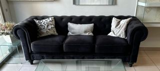 Sofá Chesterfield Negro Terciopelo