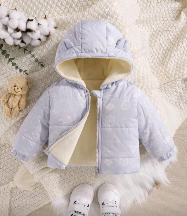 Chaqueta bebé con capucha y estampado