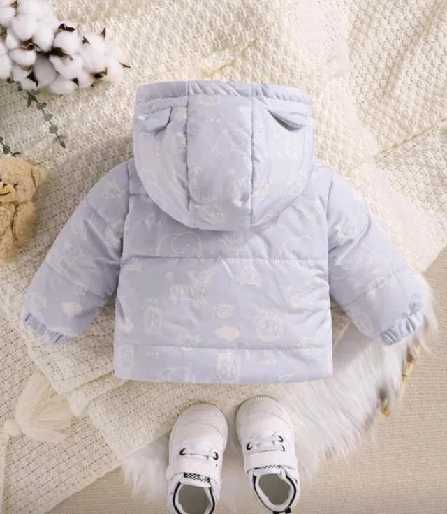 Chaqueta bebé con capucha y estampado