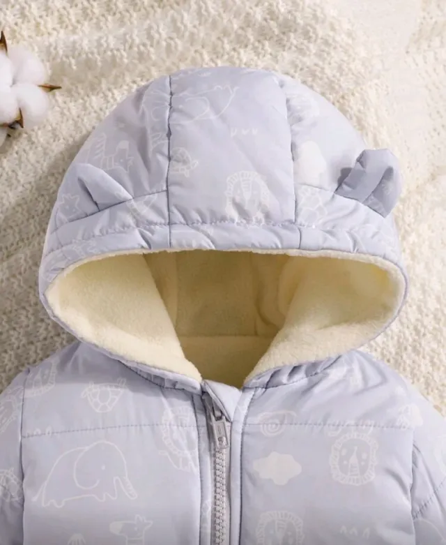 Chaqueta bebé con capucha y estampado