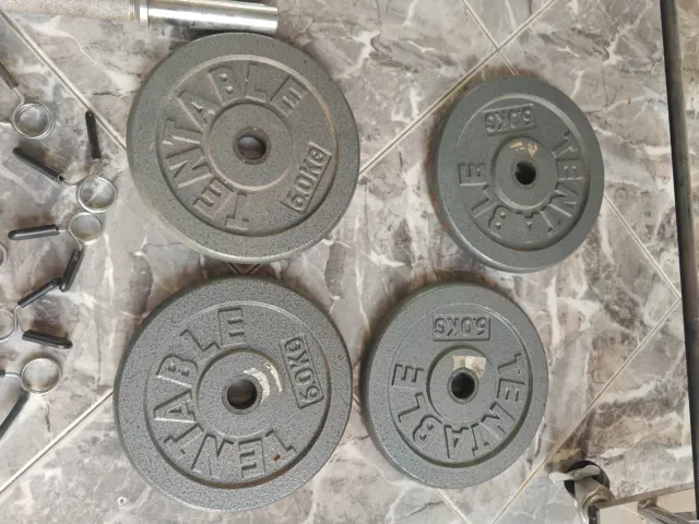 Pack discos peso, barras y topes