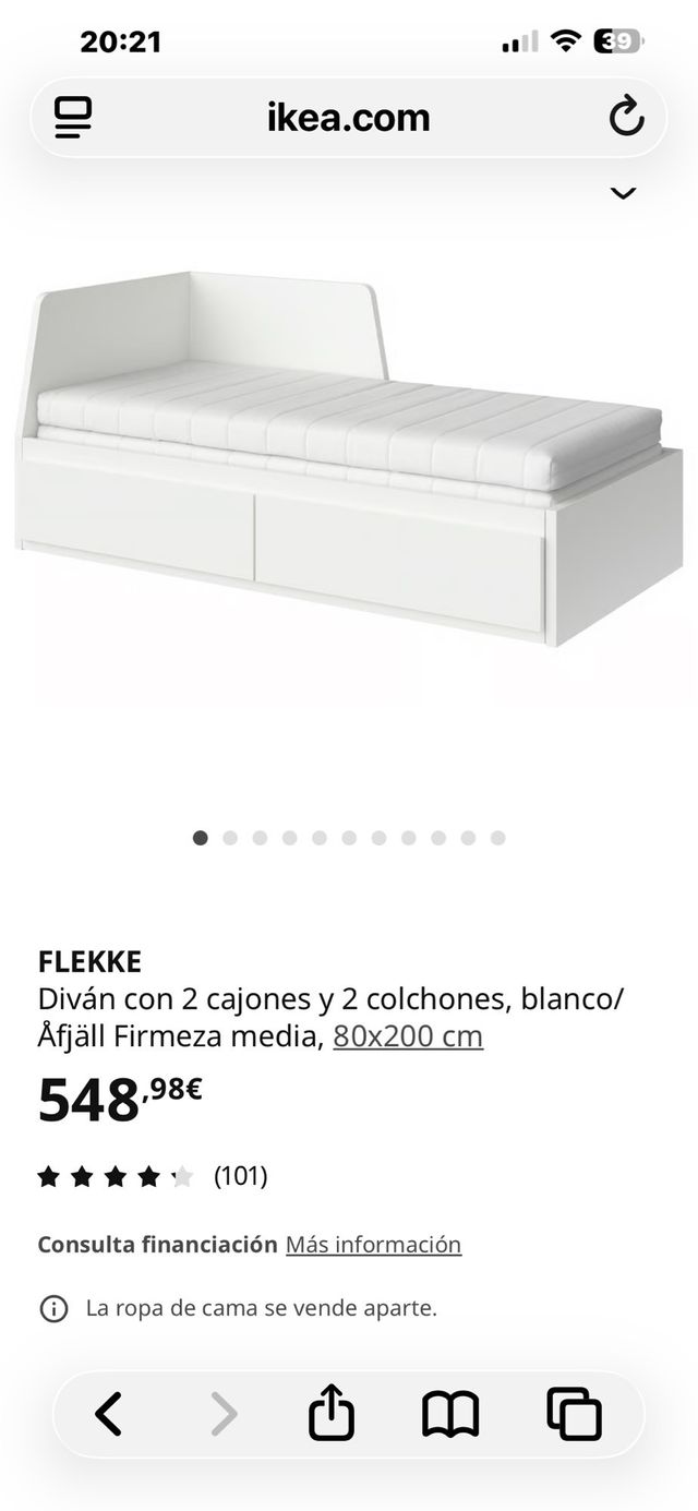Cama Diván Ikea Flekke 2 colchones. Nuevecito !