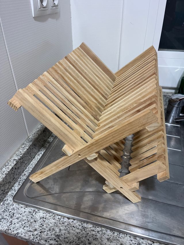 Escurridor platos bambú plegable
