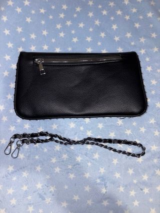 Bolso cartera negro tachuelas cremallera