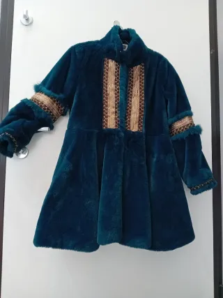 Cappotto pelliccia sintetica petrolio