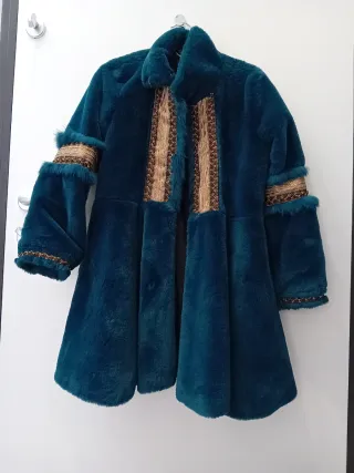 Cappotto pelliccia sintetica petrolio