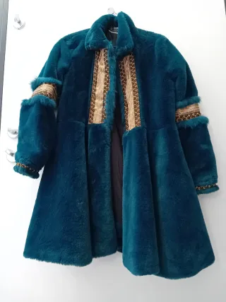 Cappotto pelliccia sintetica petrolio