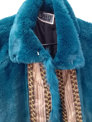 Cappotto pelliccia sintetica petrolio