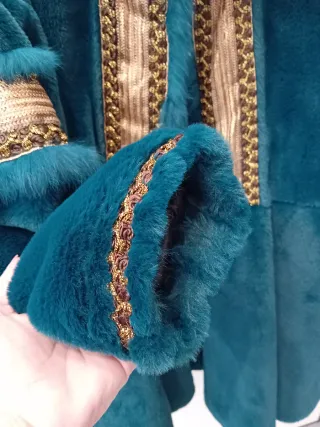 Cappotto pelliccia sintetica petrolio