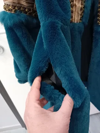 Cappotto pelliccia sintetica petrolio