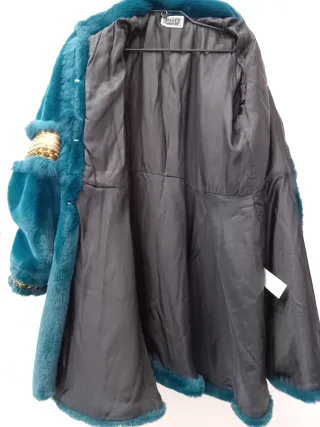 Cappotto pelliccia sintetica petrolio