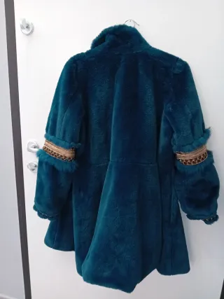 Cappotto pelliccia sintetica petrolio