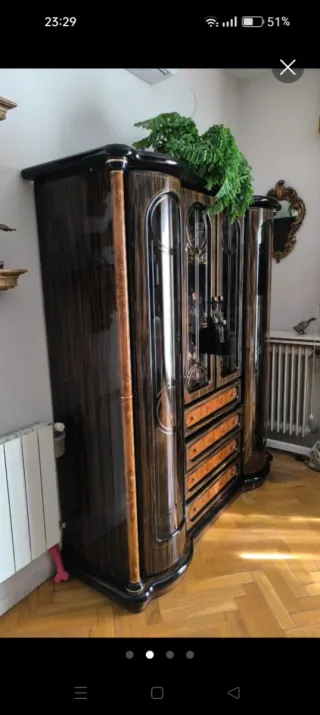 Vitrina de salón madera y cristal