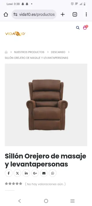 Sillón Orejero Masaje y Levanta Personas