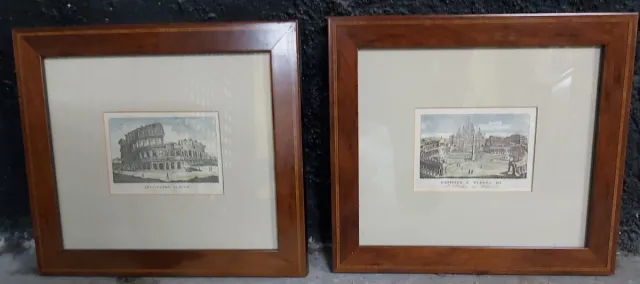 Grabados de  Roma: plata de San Pedro y Coliseo