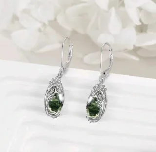 Pendientes estilo Isabelinos Plata 925 y Malaquita