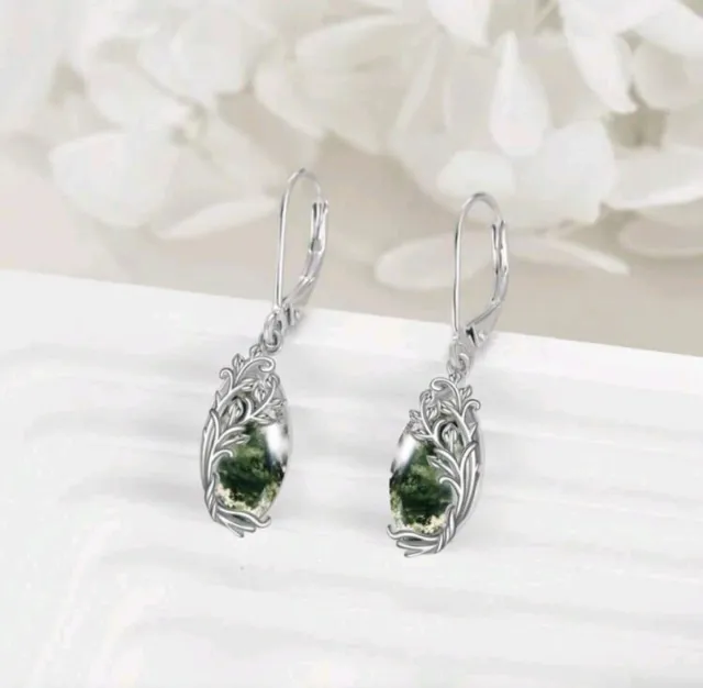 Pendientes estilo Isabelinos Plata 925 y Malaquita