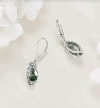 Pendientes estilo Isabelinos Plata 925 y Malaquita
