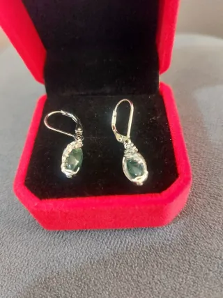 Pendientes estilo Isabelinos Plata 925 y Malaquita
