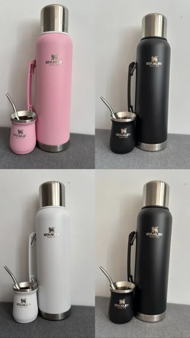 Set Termo Mate Stanley Negro, Rosa y Blanco