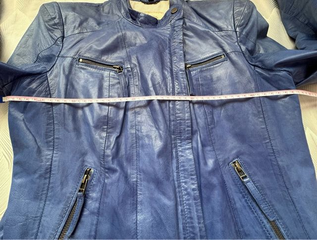 Chaqueta de cuero natural azul RING & PELLE