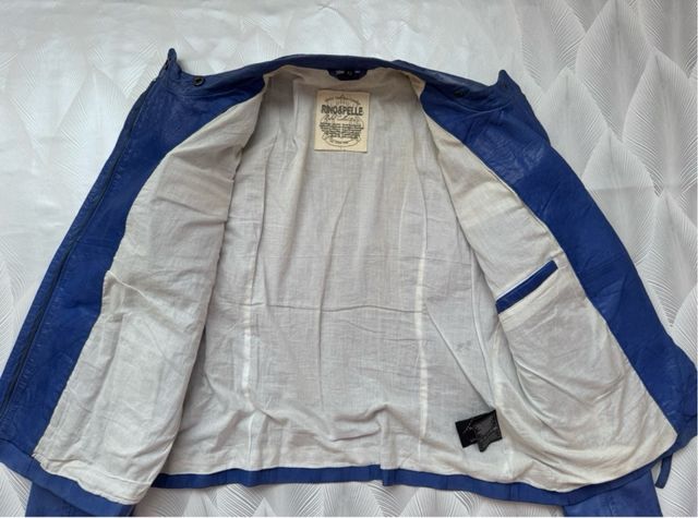 Chaqueta de cuero natural azul RING & PELLE