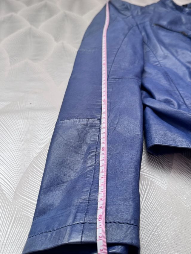 Chaqueta de cuero natural azul RING & PELLE