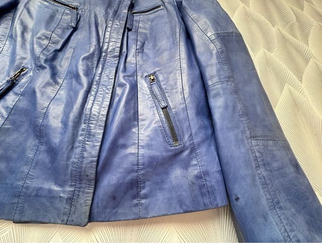 Chaqueta de cuero natural azul RING & PELLE