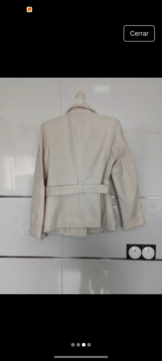Chaquetón blanco mujer con cinturón