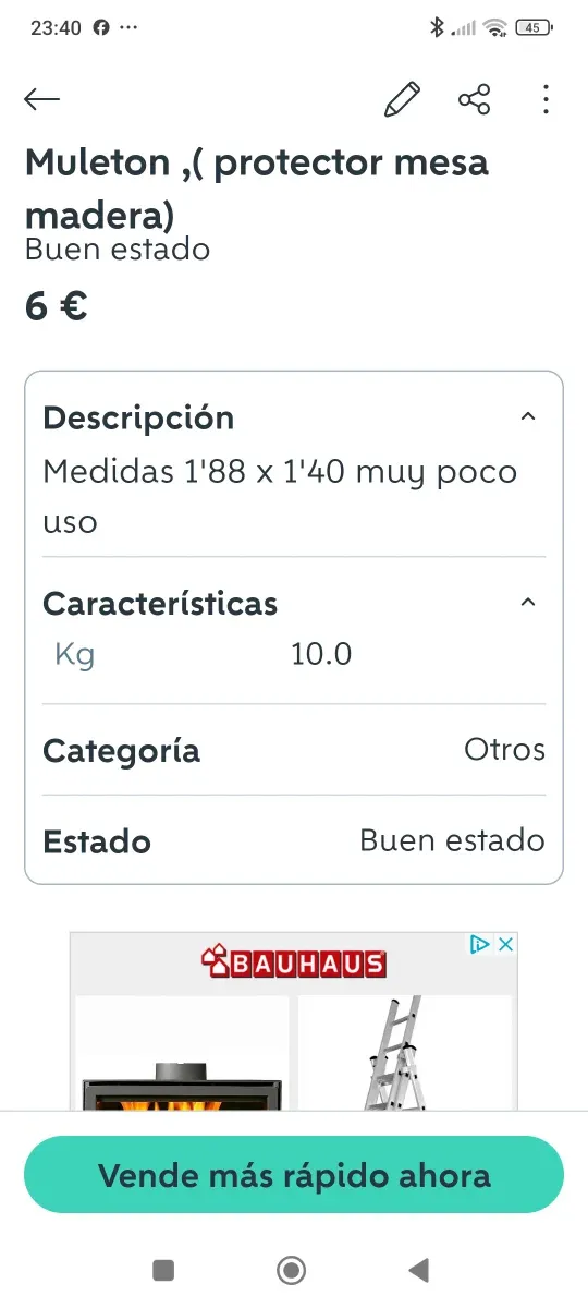 Muletón protector de mesa 1'88x1'40