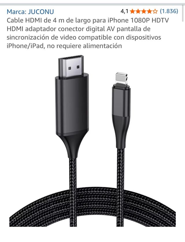 Adaptador Lightning a HDTV Amazon 4m