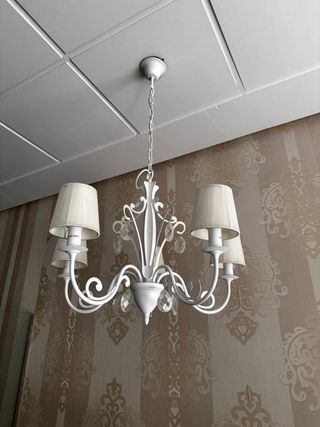 Lámpara colgante blanca con cristales