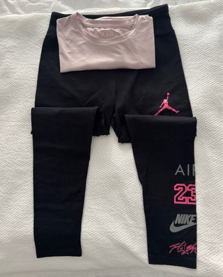 Leggings niña Jordan negros y camiseta al juego
