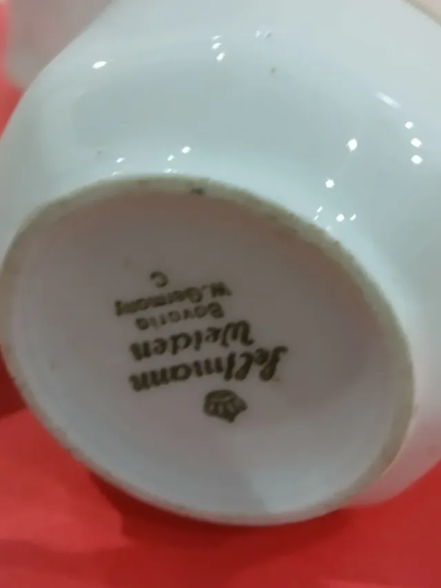 Juego café porcelana 6 tazas rosa y blanco