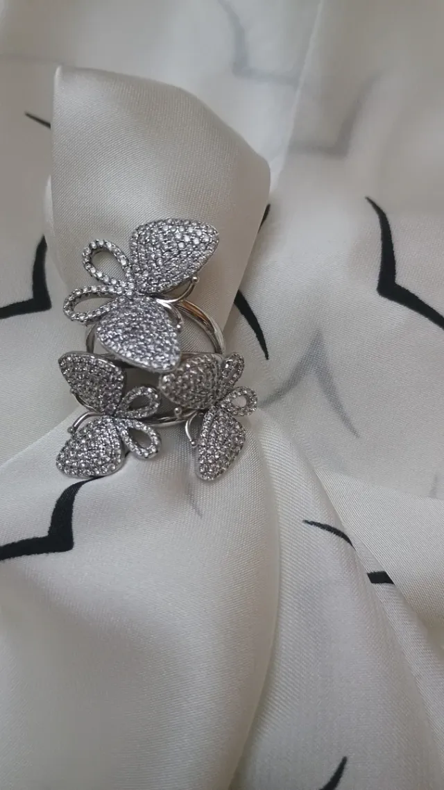 Sortija Plata Ley Lujo Mariposas Circonitas