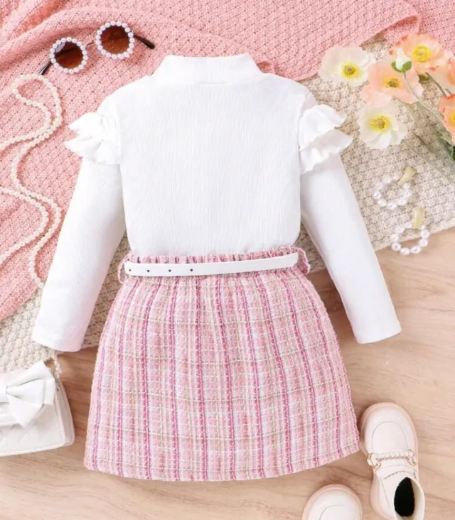 Conjunto niña blanco y rosa