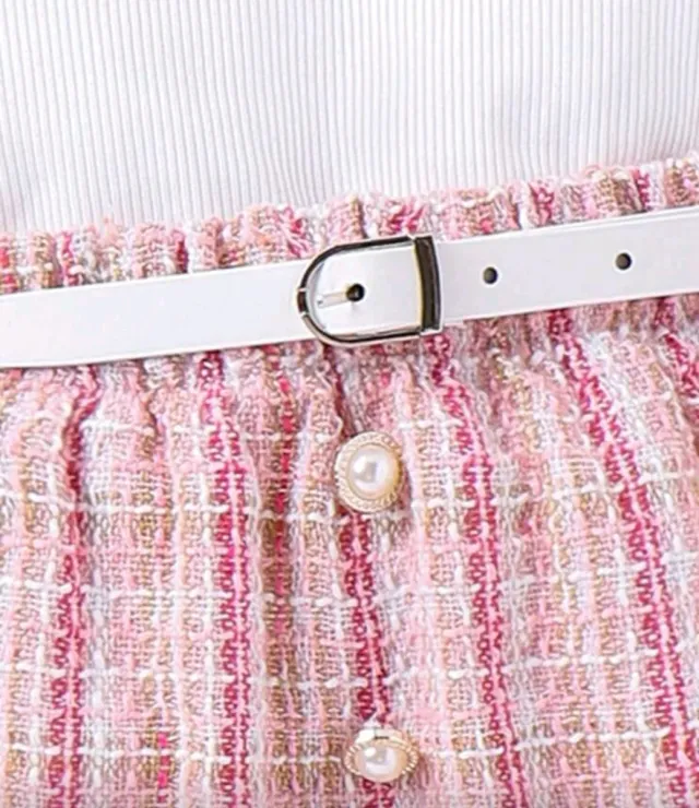 Conjunto niña blanco y rosa