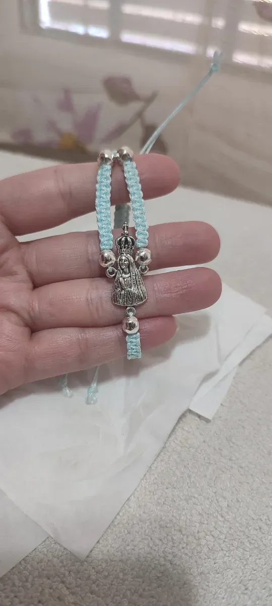 Bracciale Rosario Vergine Argento e Blu