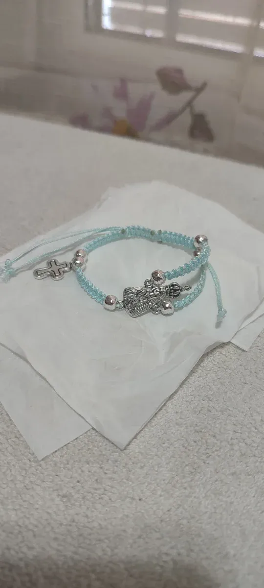 Bracciale Rosario Vergine Argento e Blu