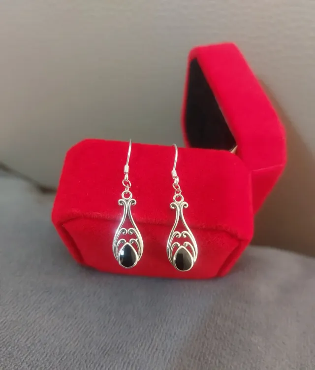 Pendientes Plata 925 Isabelinos Ónix Negro