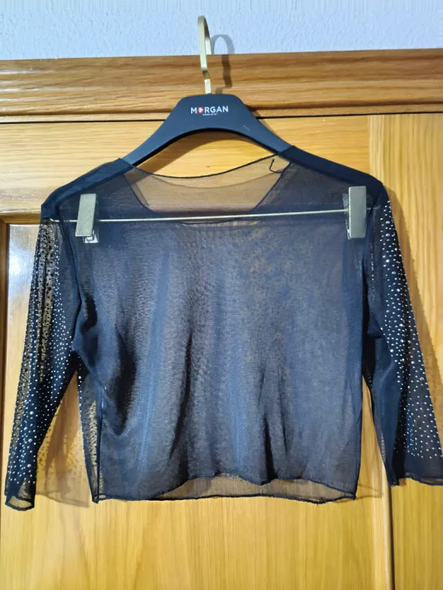 Top Malla Negro Brillante
