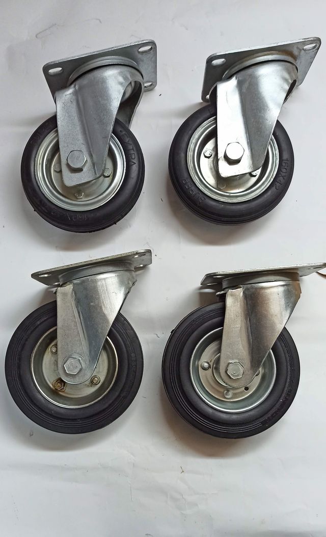 4 Ruote industriali Girevoli in Gomma 160 mm